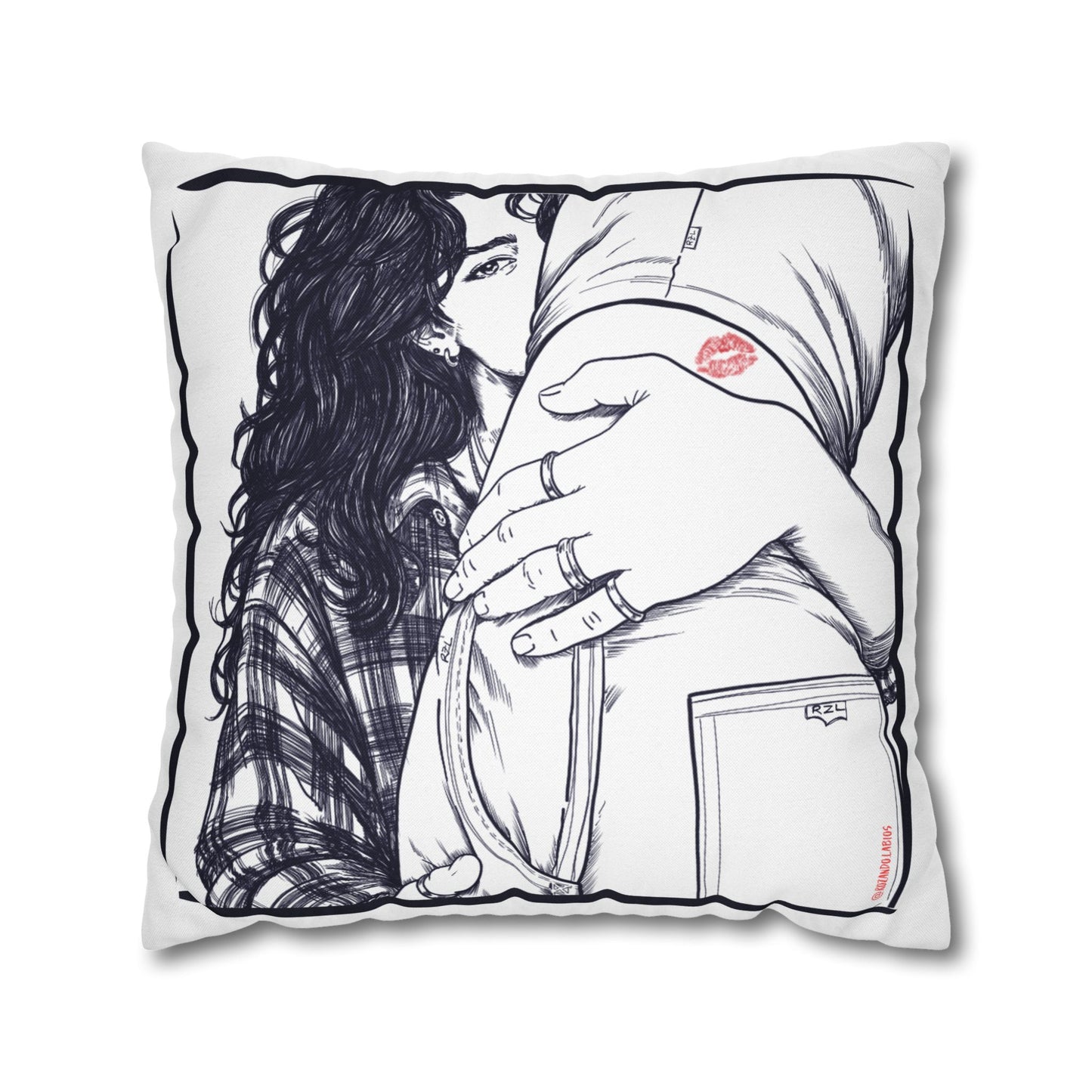 The Look Square Pillow – Romantic WLW Art Throw Pillow | Queer Home Décor Accent