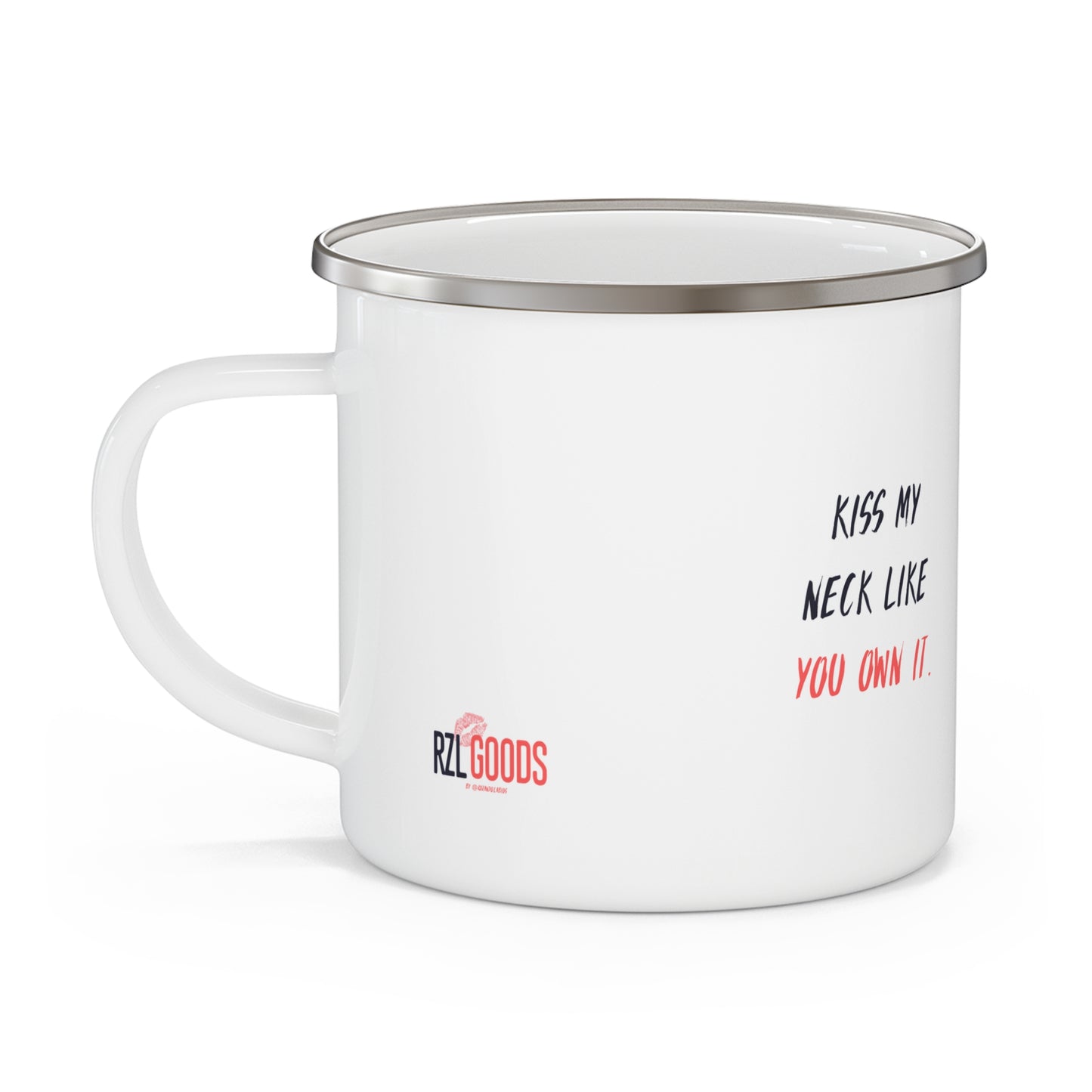 Kiss Me Here ❤️  Enamel Mug – WLW Romantic Enamel  Cup | Queer Aesthetic Home Decor Gift