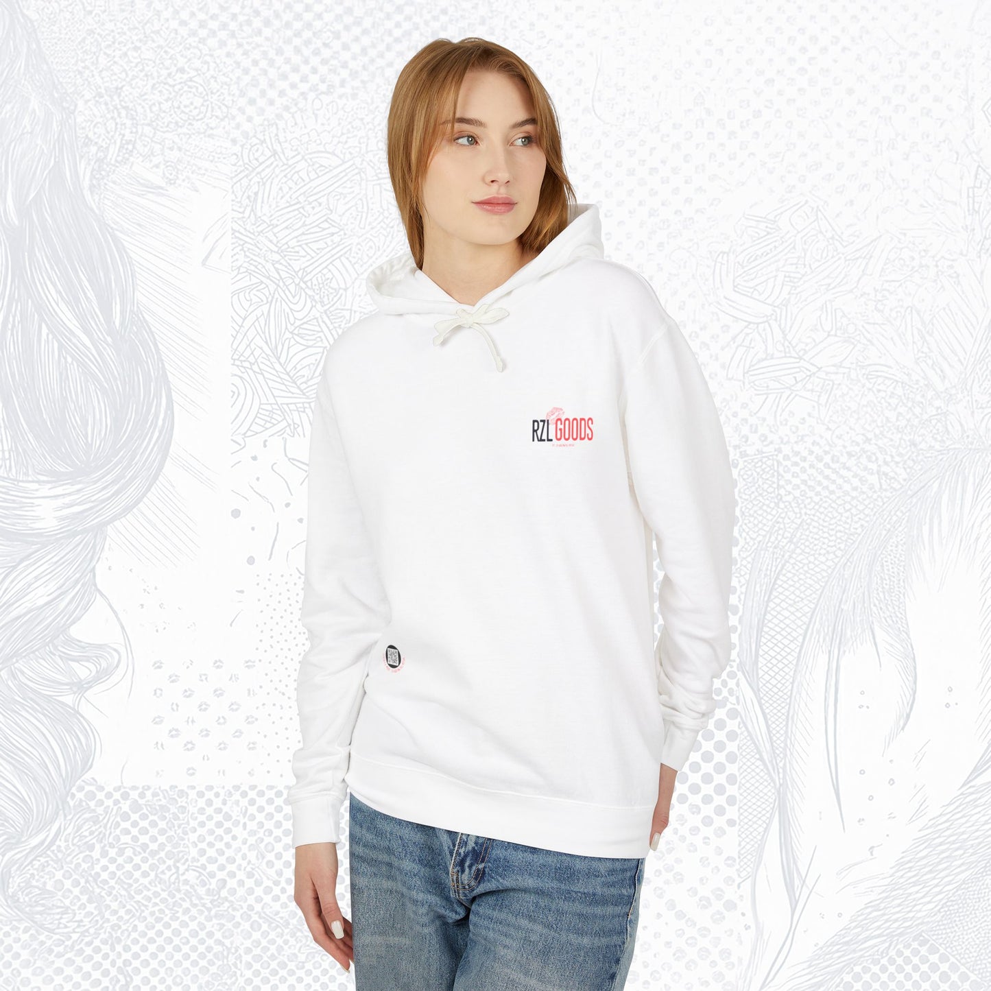 Kiss Mark Art Hoodie — Romantic Graphic Lightweight Hooded Sweatshirt