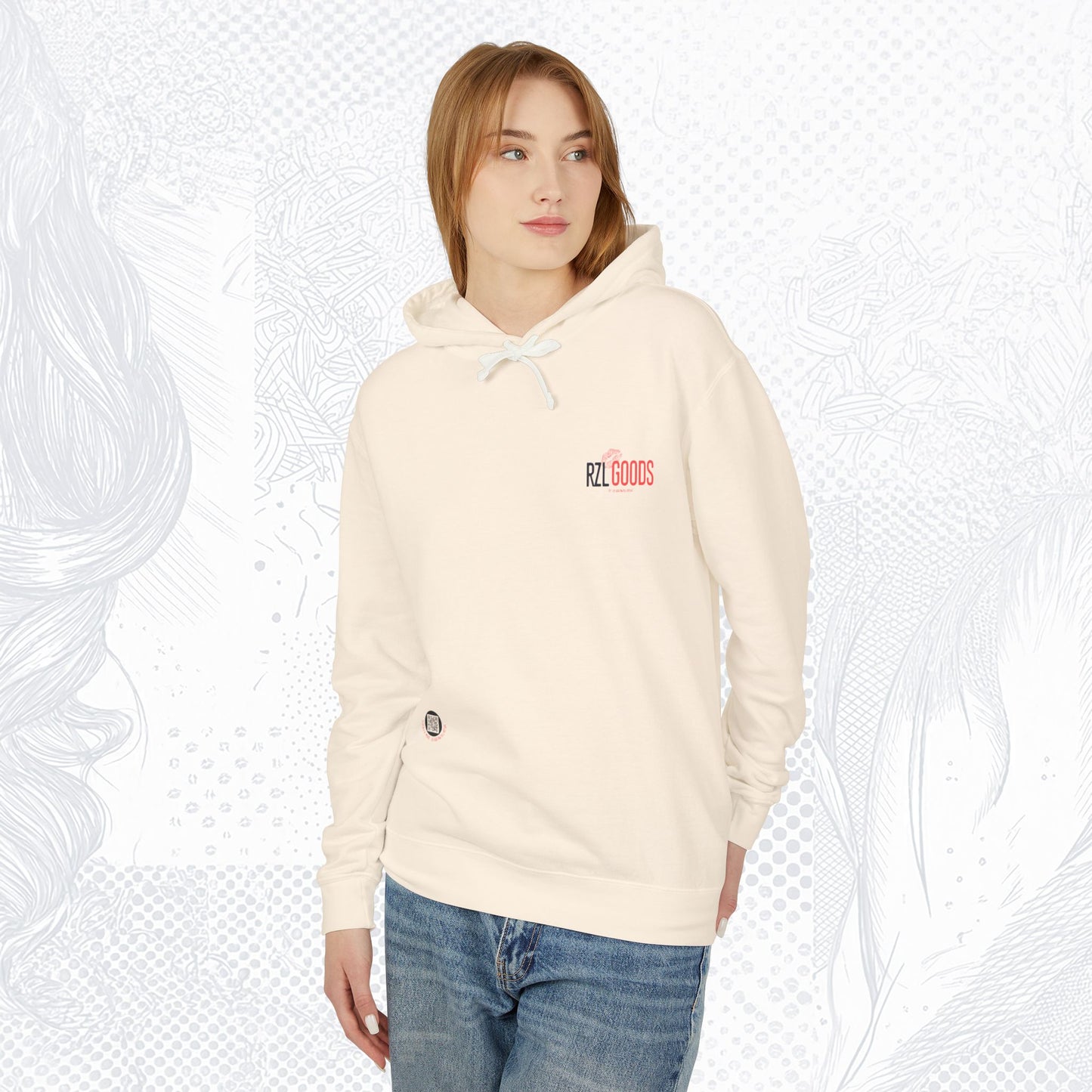 Kiss Mark Art Hoodie — Romantic Graphic Lightweight Hooded Sweatshirt
