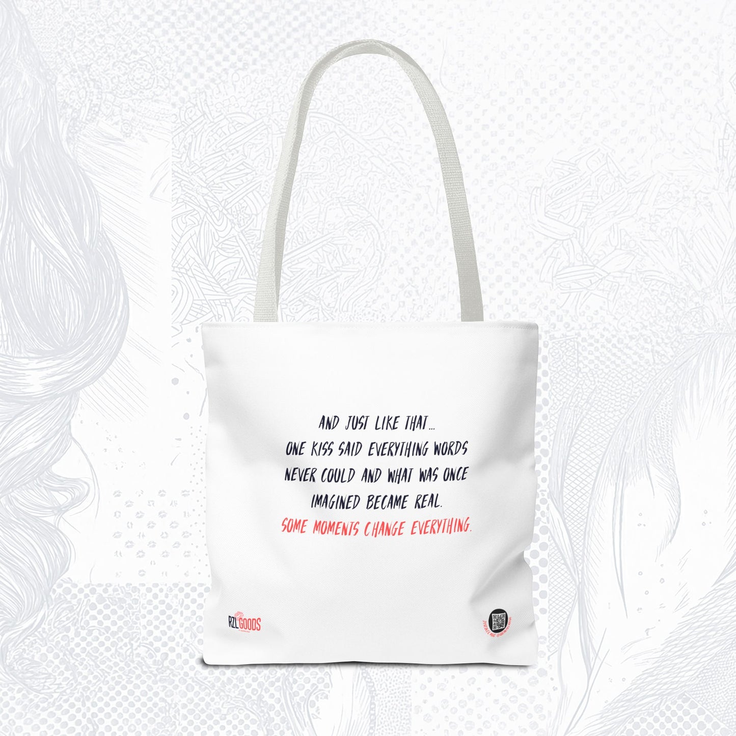 Stolen Kiss Tote Bag – WLW Romantic Canvas Tote | Sapphic & Queer Accessory | RZL Goods