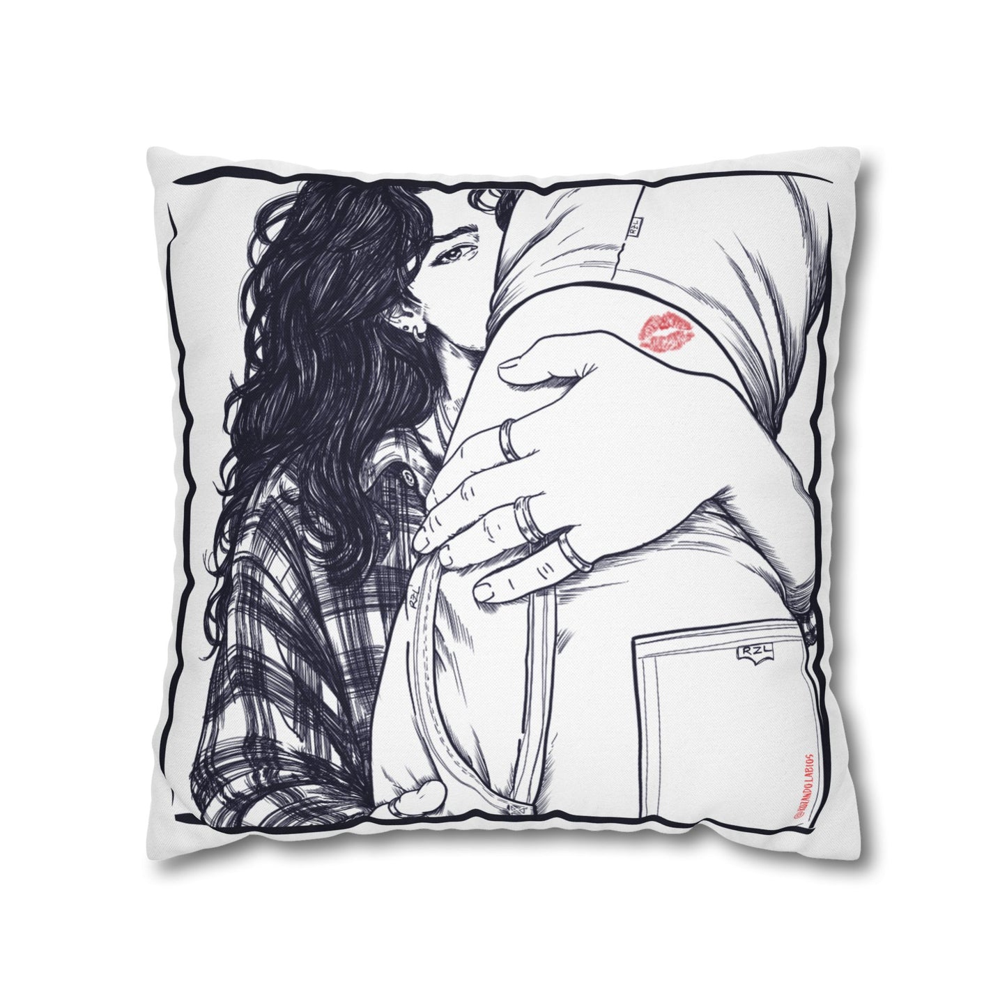 The Look Square Pillow – Romantic WLW Art Throw Pillow | Queer Home Décor Accent